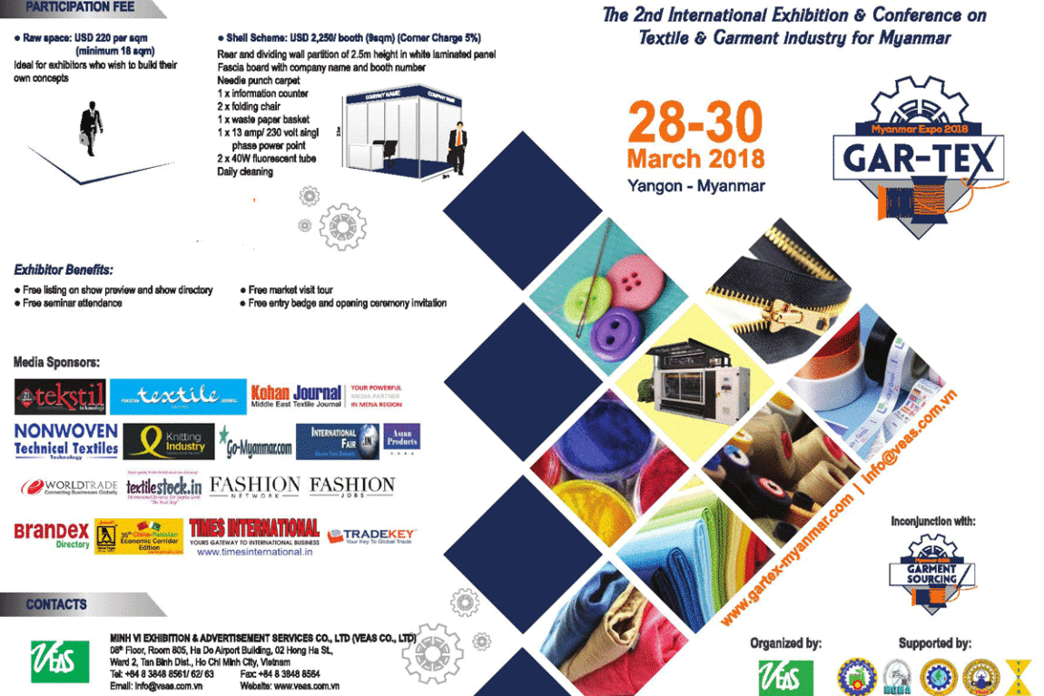 The 2nd Int’l Exhibition & Conference on Textile & Garment Industry in Myanmar ( Myanmar Gar-Tex Expo 2018)